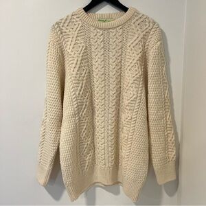 Shades of Aran NWT Irish Wool Fisherman Sweater XL Cream Unisex Wool Knit